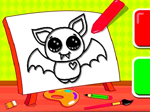 Easy Kids Coloring Bat thumbnail